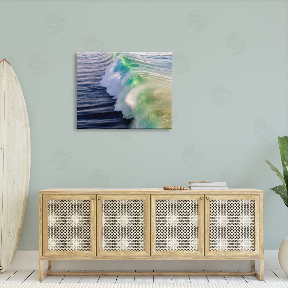 Jeff Poe Photography Rolling Sea Waves Deep Ocean Water Photography Canvas Wall Art Print in Room