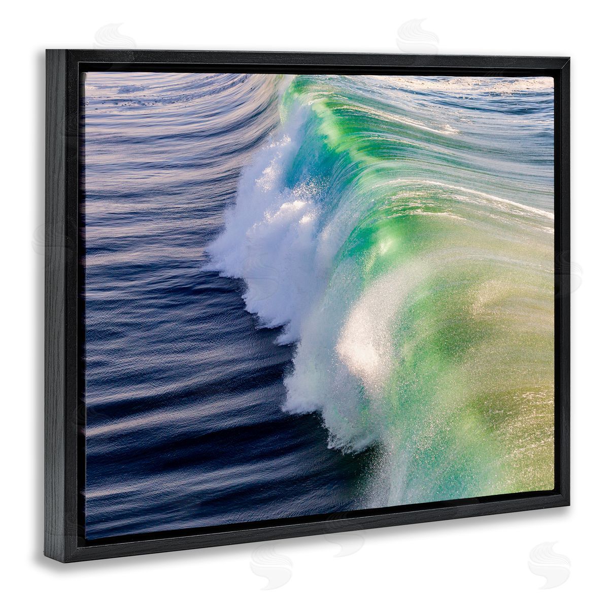 Jeff Poe Photography Rolling Sea Waves Deep Ocean Water Photography Black Floating Frame Canvas Wall Art Print