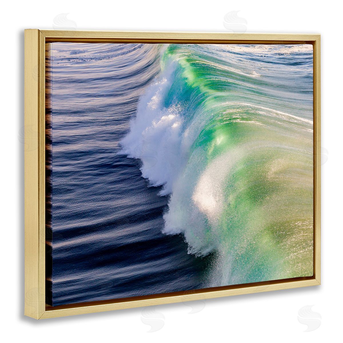 Jeff Poe Photography Rolling Sea Waves Deep Ocean Water Photography Gold Floating Frame Canvas Wall Art Print
