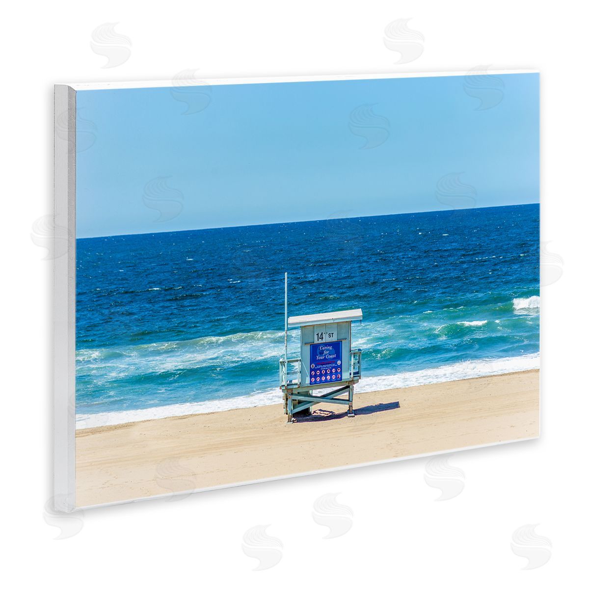Jeff Poe Photography Vivid Blue Beach Water Waves Coastline Hut  Wall Plaque Art Print