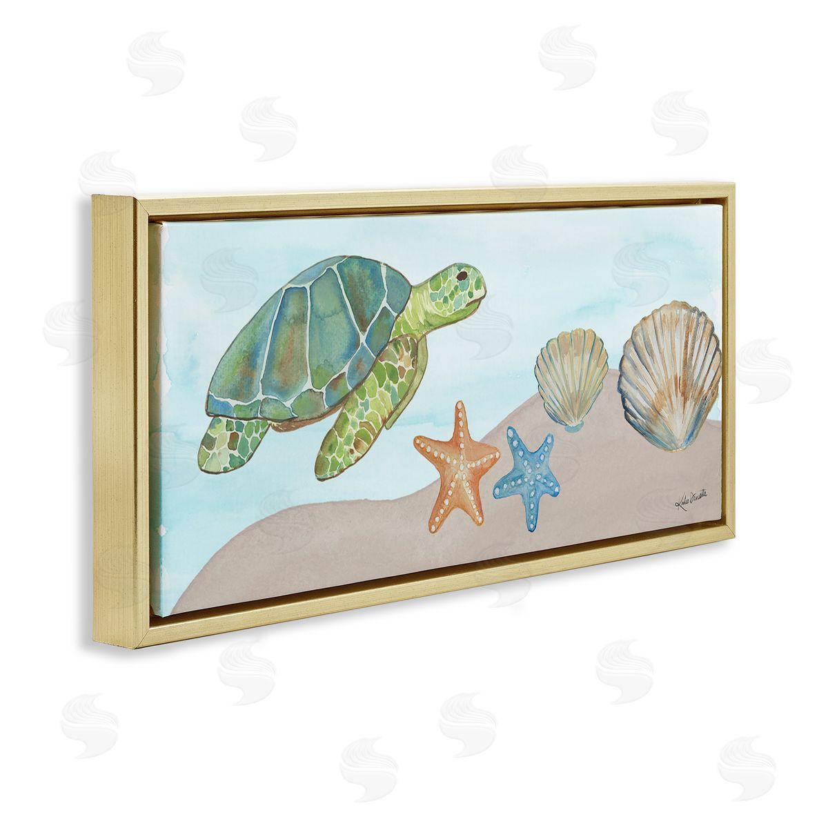 Katie Doucette Green Turtle Swimming Starfish Shells Sea Life