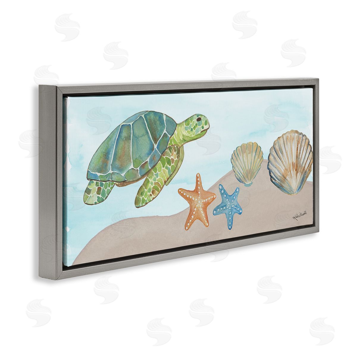 Katie Doucette Green Turtle Swimming Starfish Shells Sea Life