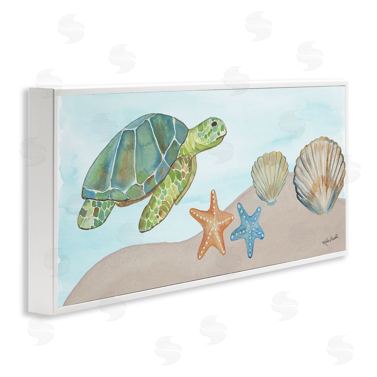 Katie Doucette Green Turtle Swimming Starfish Shells Sea Life