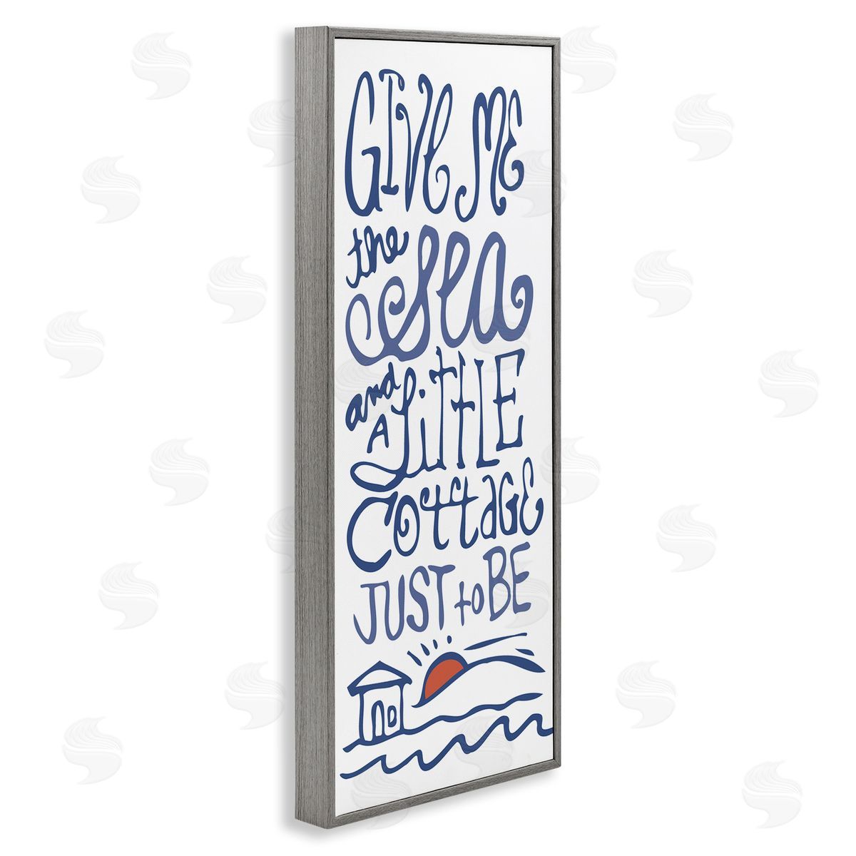 Sea & Cottage Beach Life Calligraphy Grey Frame Print Wall Art, Home Decor by Kendra Shedenhelm