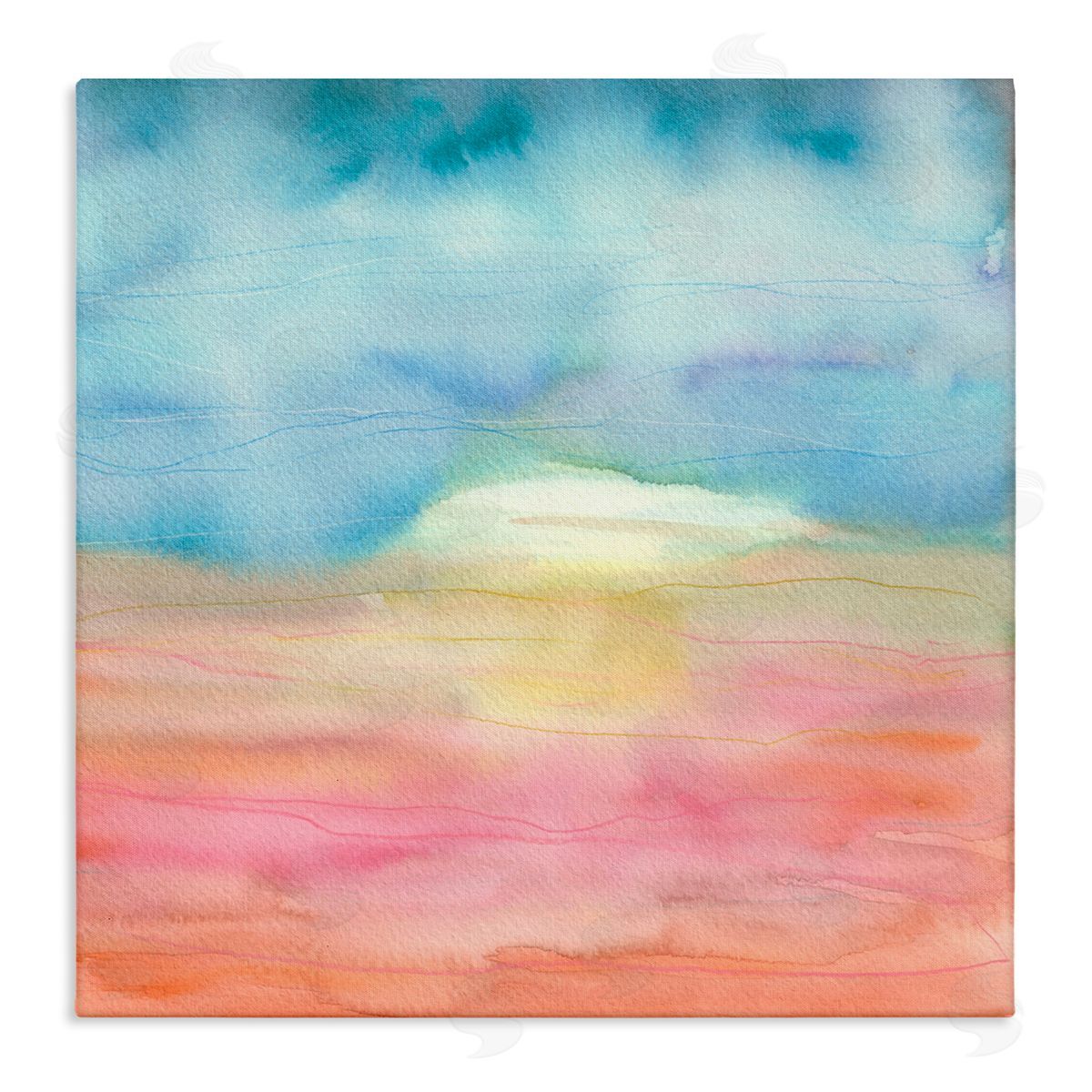 Elvira Errico Abstract Watercolor Landscape Sun Rising Horizon Sky Stretched Canvas Wall Art Print