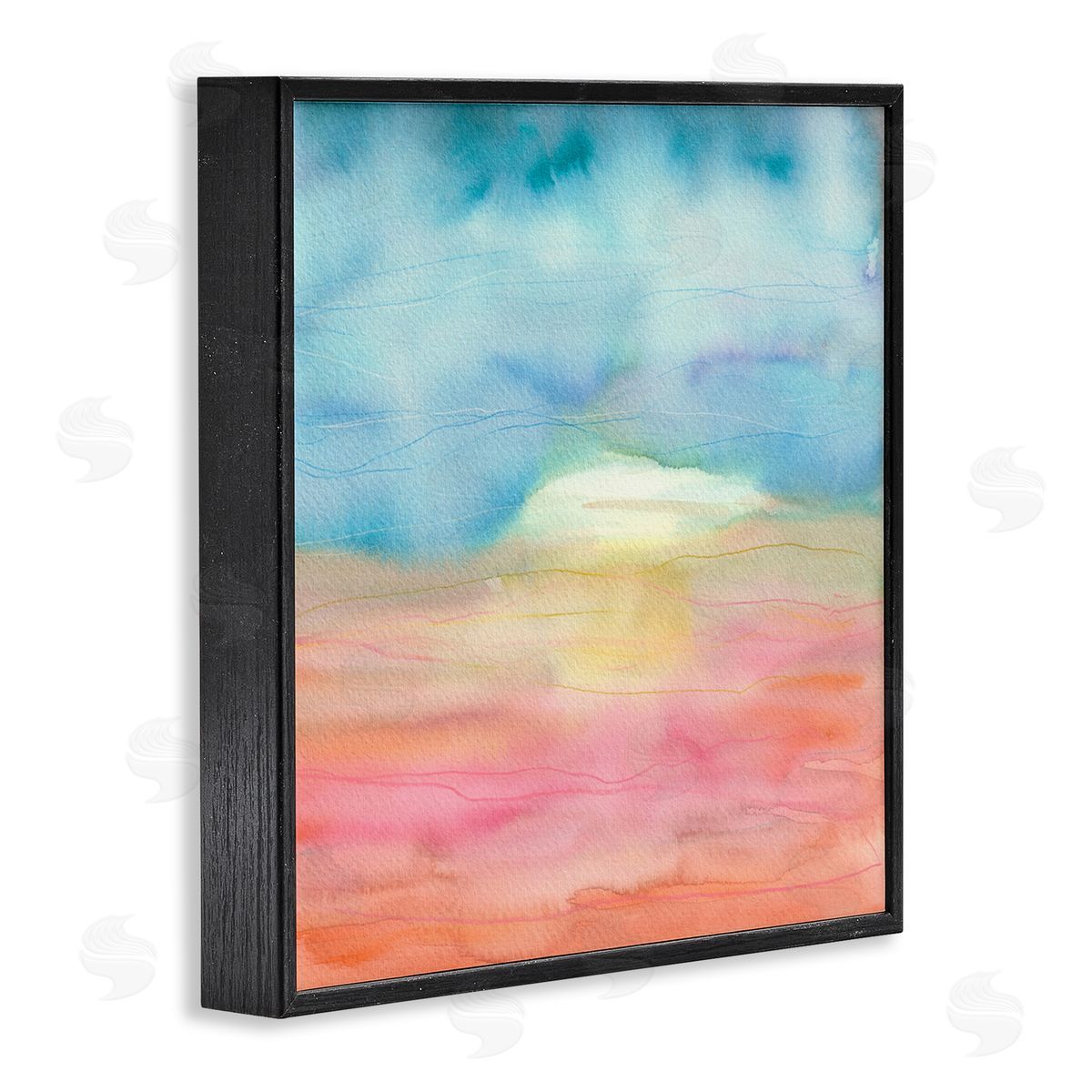 Elvira Errico Abstract Watercolor Landscape Sun Rising Horizon Sky Black Framed Glicee Wall Art Print