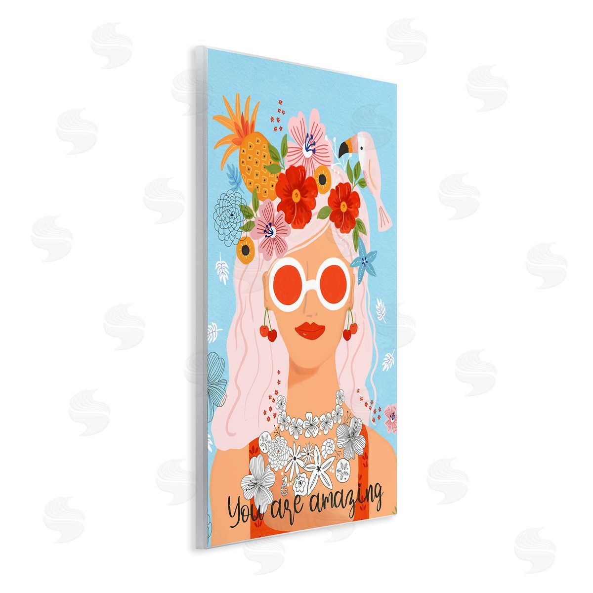 Sharon Lee You Are Amazing Motivational Floral Woman Portrait Wall Plaque Art Print