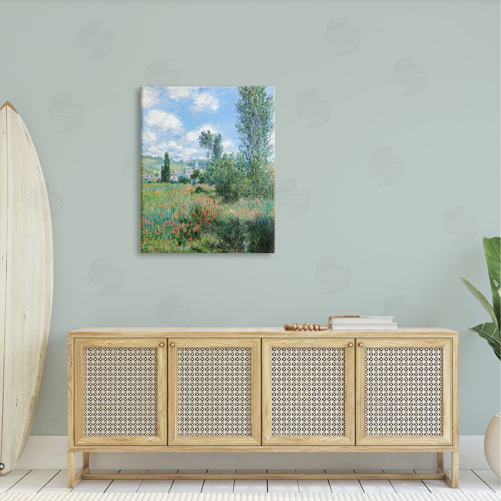 Lettered and Lined Classic Field Flowers Rural Impressionist Painting Canvas Wall Art Print in Room