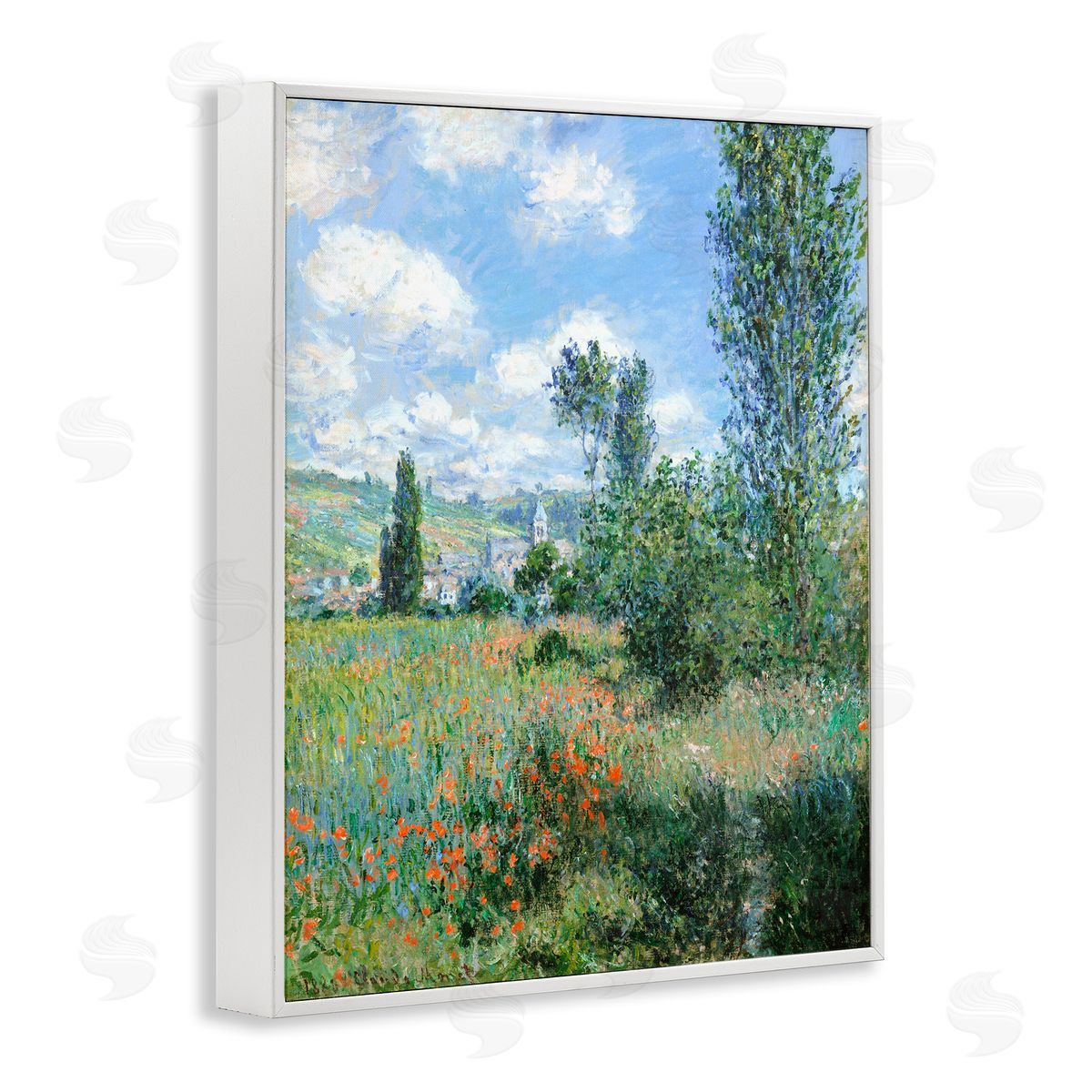 Lettered and Lined Classic Field Flowers Rural Impressionist Painting White Framed Giclee Wall Art Print