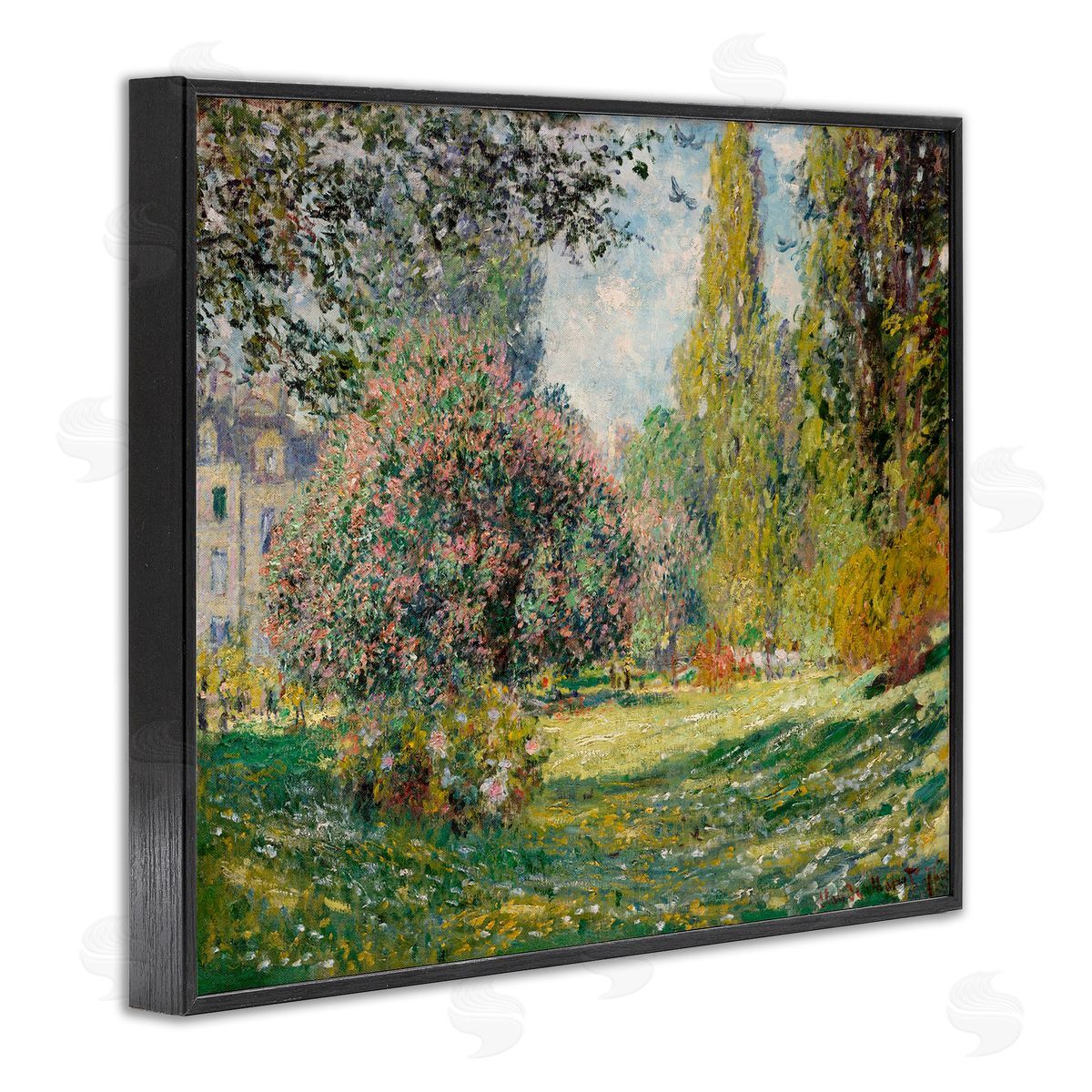 Lettered and Lined Impressionist Flower Field Garden Vintage Estate Black Framed Giclee Wall Art Print