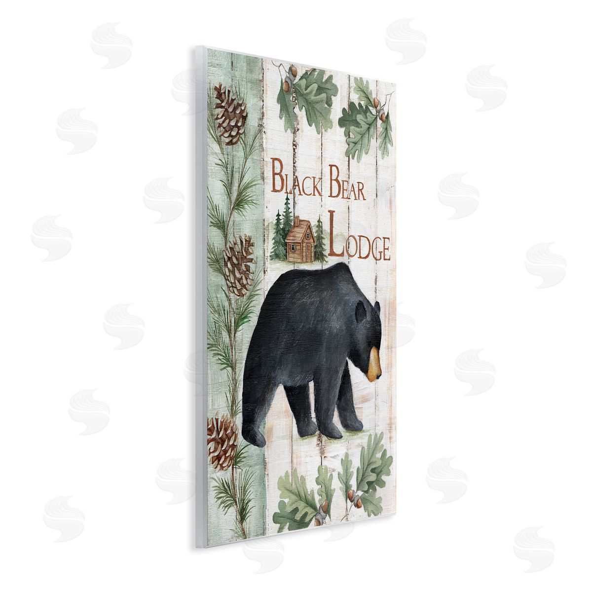 Emma Leach Black Bear Lodge Rustic Cabin Botanicals Sign Wall Plaque Art Print