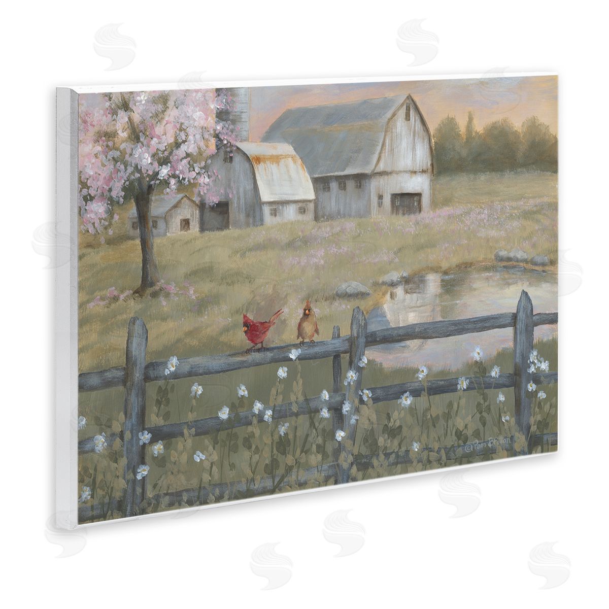 Blossoming Trees Country Farm Wood Plaque Wall Art, Home Decor by Pam Britton
