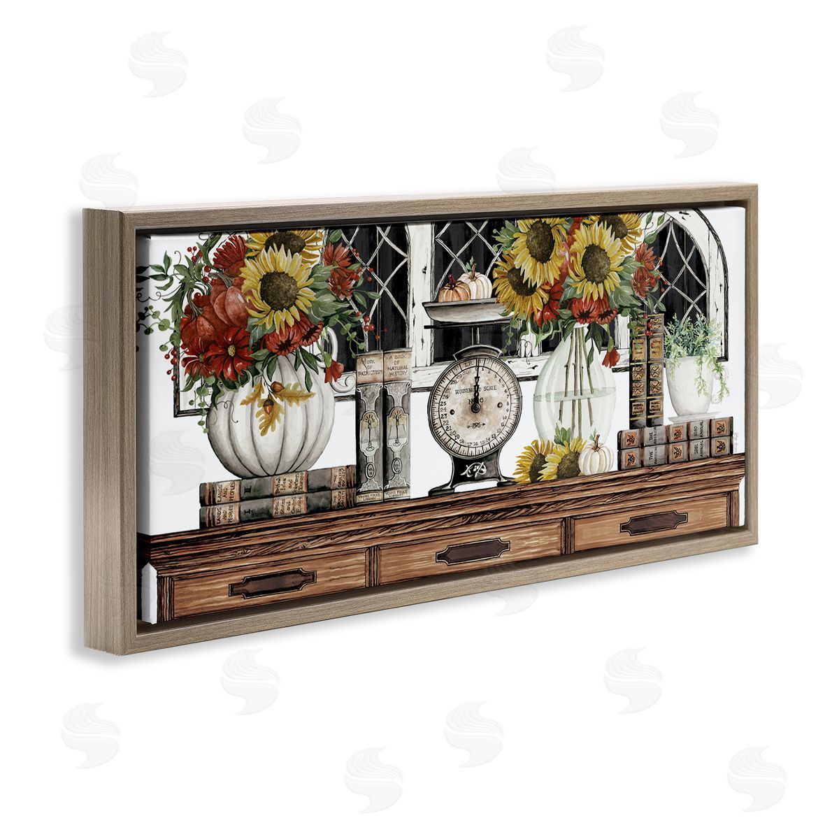 Cindy Jacobs Sunflowers Atop Antique Furniture Vintage Scale Books