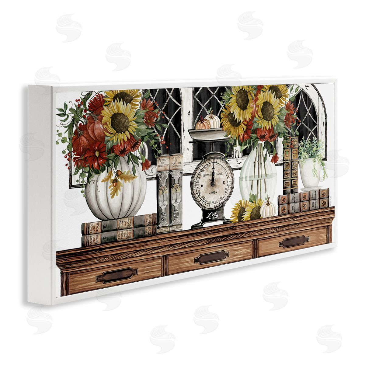 Cindy Jacobs Sunflowers Atop Antique Furniture Vintage Scale Books