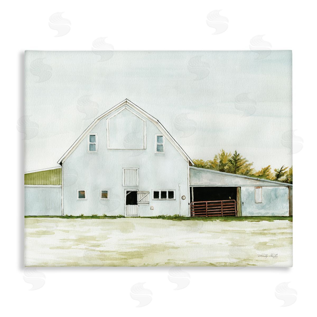 Cindy Jacobs Countryside Barn Rural Farmland Field Landscape  Stretched Canvas Wall Art Print