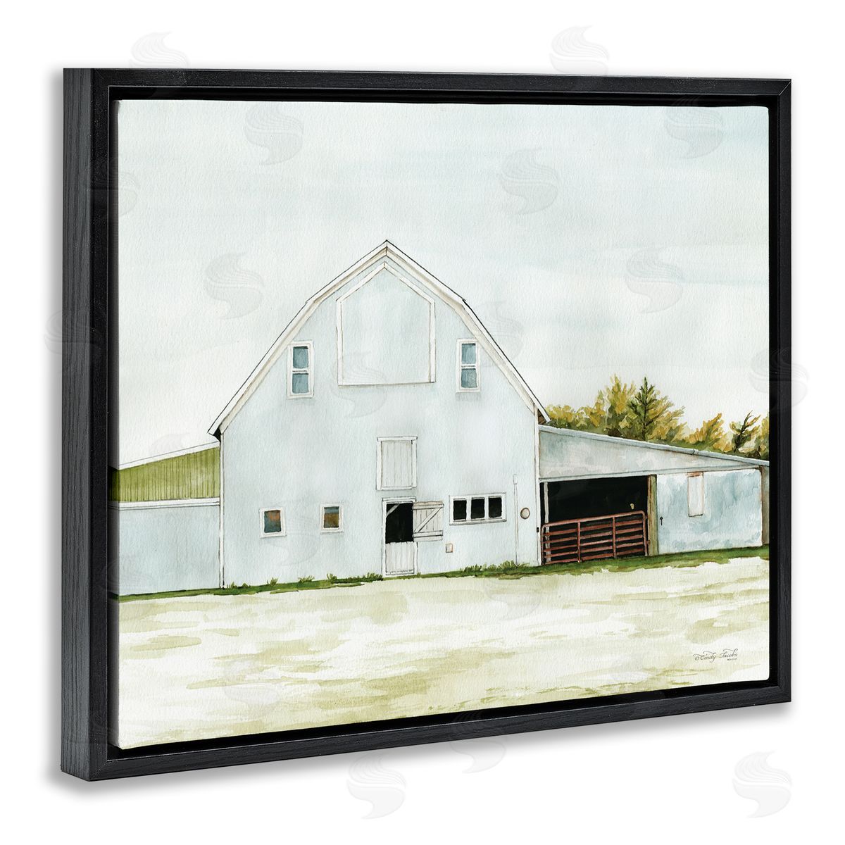 Cindy Jacobs Countryside Barn Rural Farmland Field Landscape  Black Floating Frame Canvas Wall Art Print