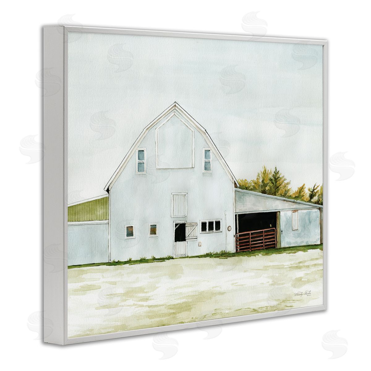 Cindy Jacobs Countryside Barn Rural Farmland Field Landscape  White Framed Giclee Wall Art Print