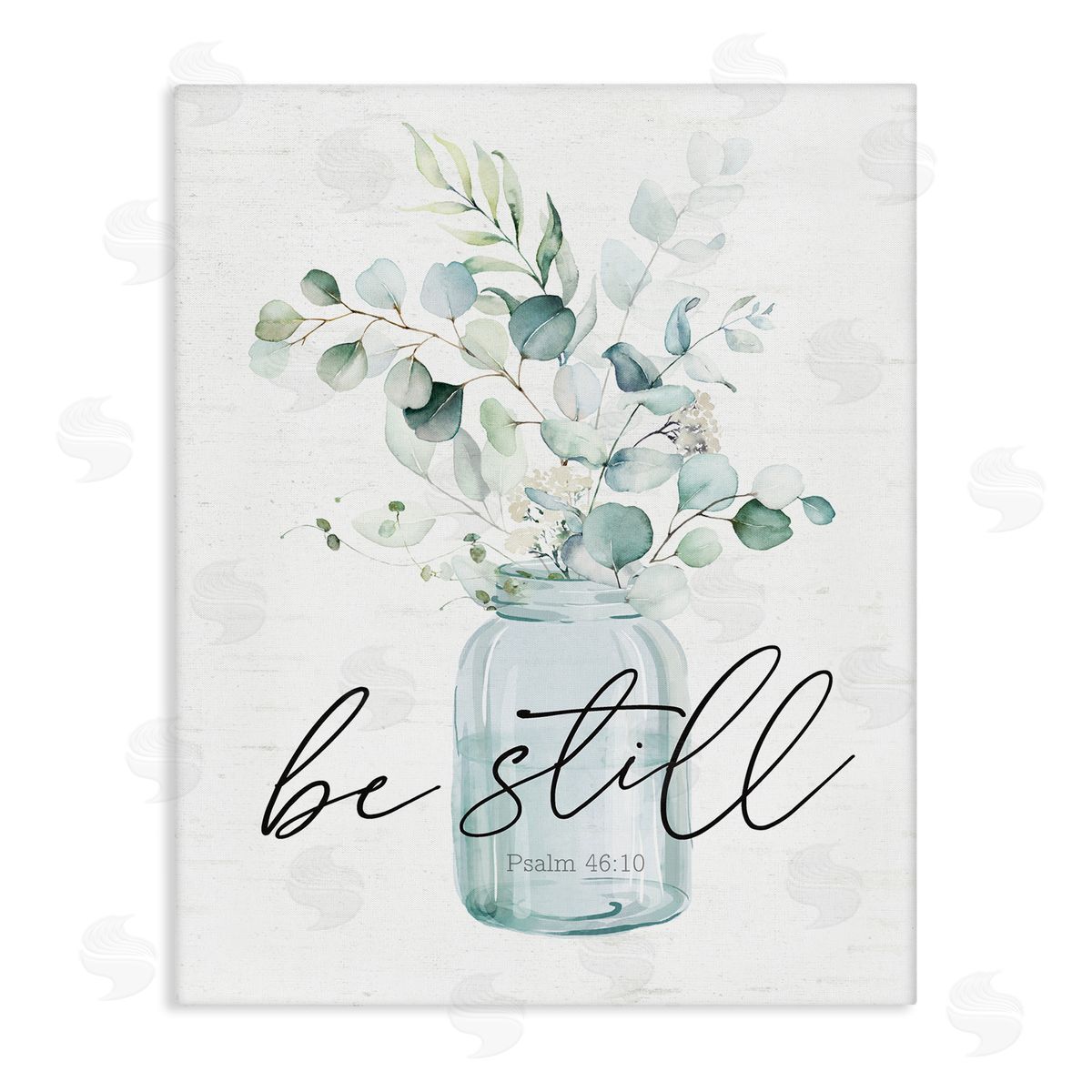 Lettered and Lined Be Still Spiritual Botanical Plants Farmhouse Bouquet  Stretched Canvas Wall Art Print