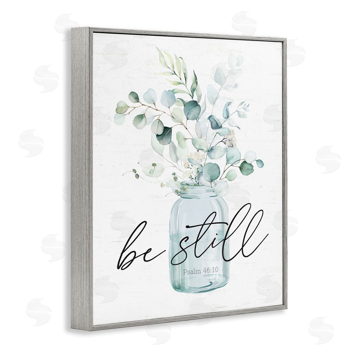Lettered and Lined Be Still Spiritual Botanical Plants Farmhouse Bouquet  Gray Framed Giclee Wall Art Print