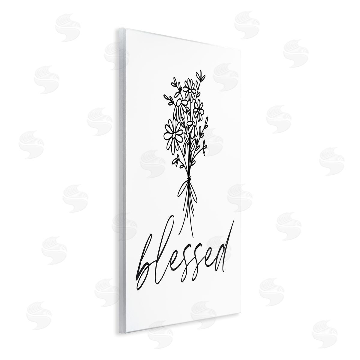 Lettered and Lined Cheerful Daisy Flowers Botanical Arrangement Blessed Script Wall Plaque Art Print
