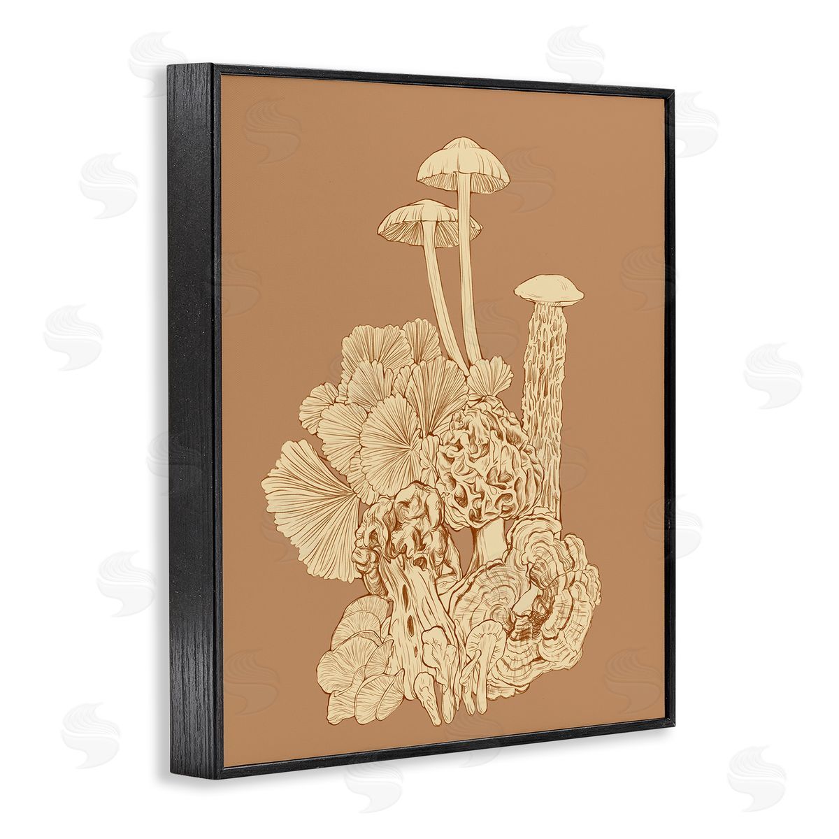 Ziwei Li Detailed Mushrooms Forest Flora Nature Plants Arrangement Black Framed Giclee Wall Art Print