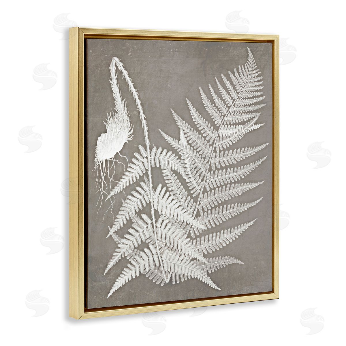 Graffitee Studios Layered Botanicals Fern Leaves Nature Vegetation  Gold Floating Frame Canvas Wall Art Print