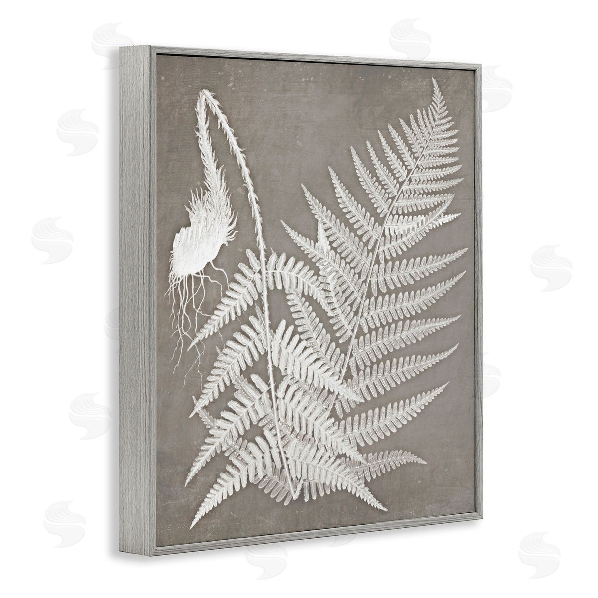 Graffitee Studios Layered Botanicals Fern Leaves Nature Vegetation  Gray Framed Giclee Wall Art Print