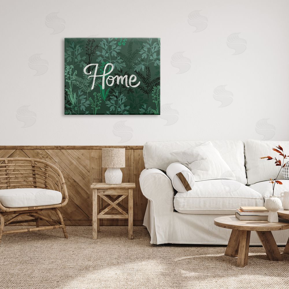 Ilaria Benedetti Green Botanicals Plants Home Calligraphy Cottage Canvas Wall Art Print in Room