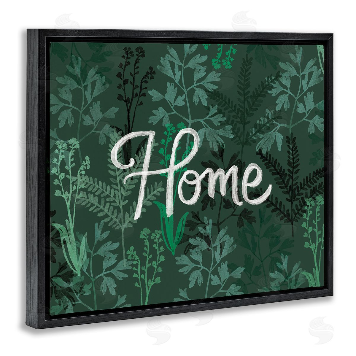 Ilaria Benedetti Green Botanicals Plants Home Calligraphy Cottage Black Floating Frame Canvas Wall Art Print