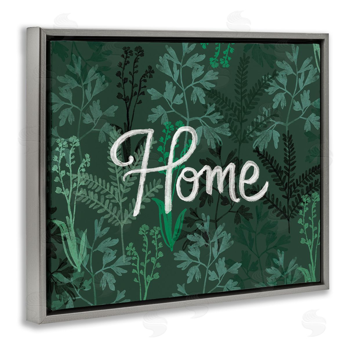 Ilaria Benedetti Green Botanicals Plants Home Calligraphy Cottage Gray Floating Frame Canvas Wall Art Print