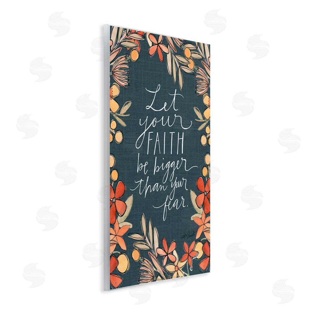 Katie Doucette Faith Over Fear Religious Calligraphy Patterned Floral   Wall Plaque Art Print