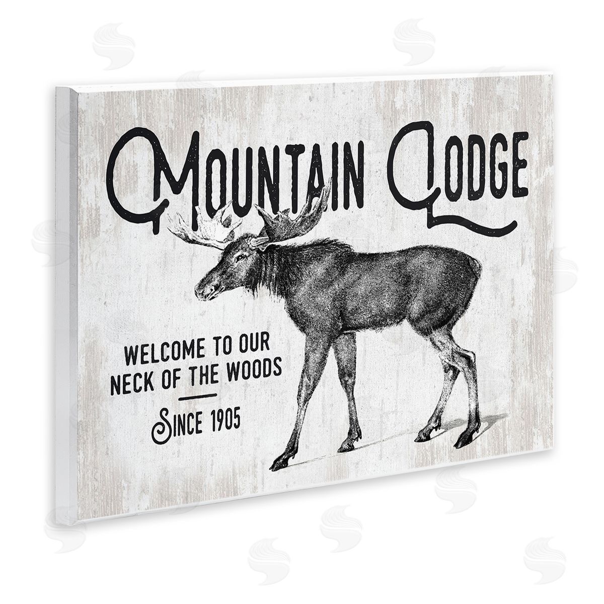 Lettered and Lined Rustic Mountain Lodge Vintage Moose Cabin Sign  Wall Plaque Art Print