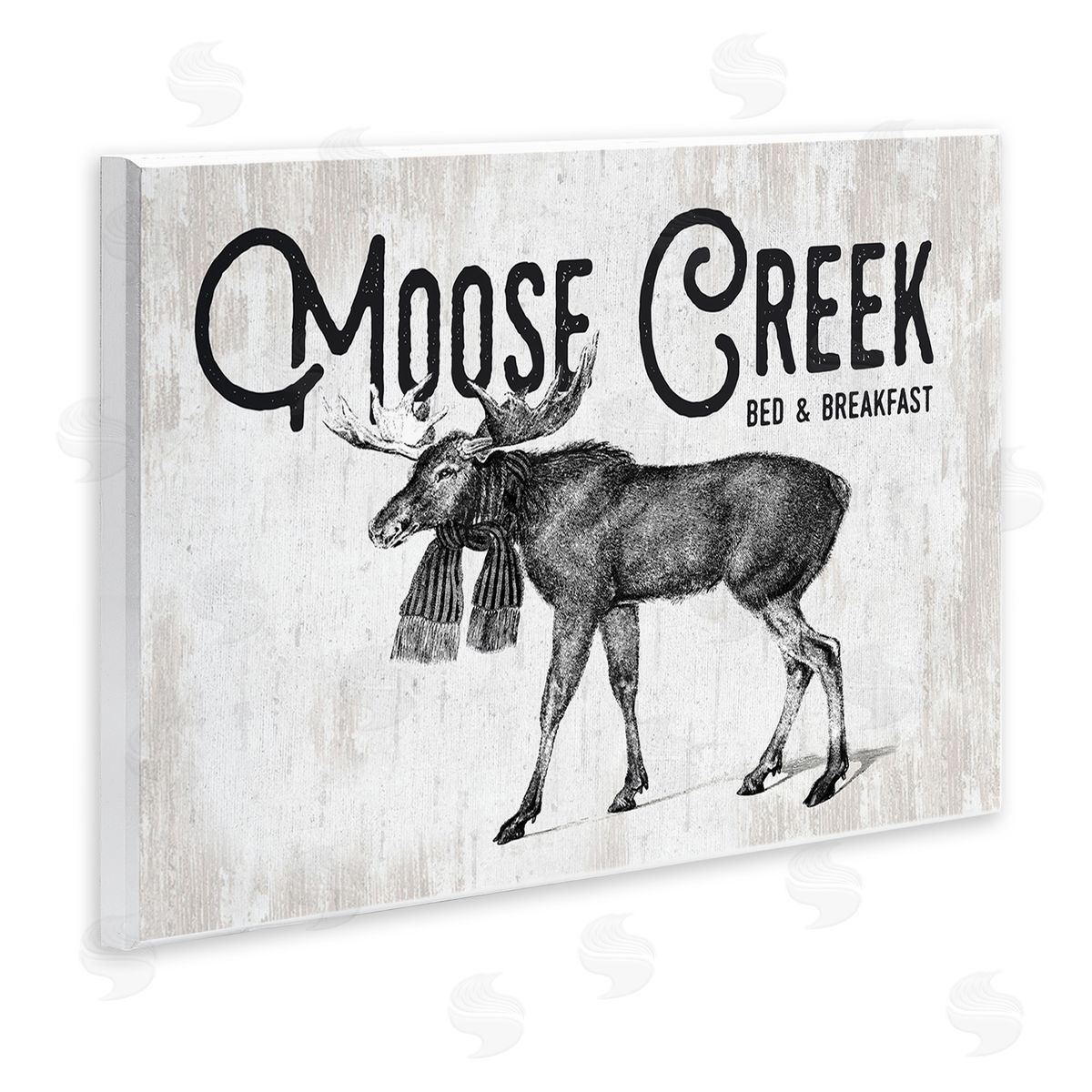 Lettered and Lined Moose Creek Bed & Breakfast Rustic Wearing Scarf  Wall Plaque Art Print