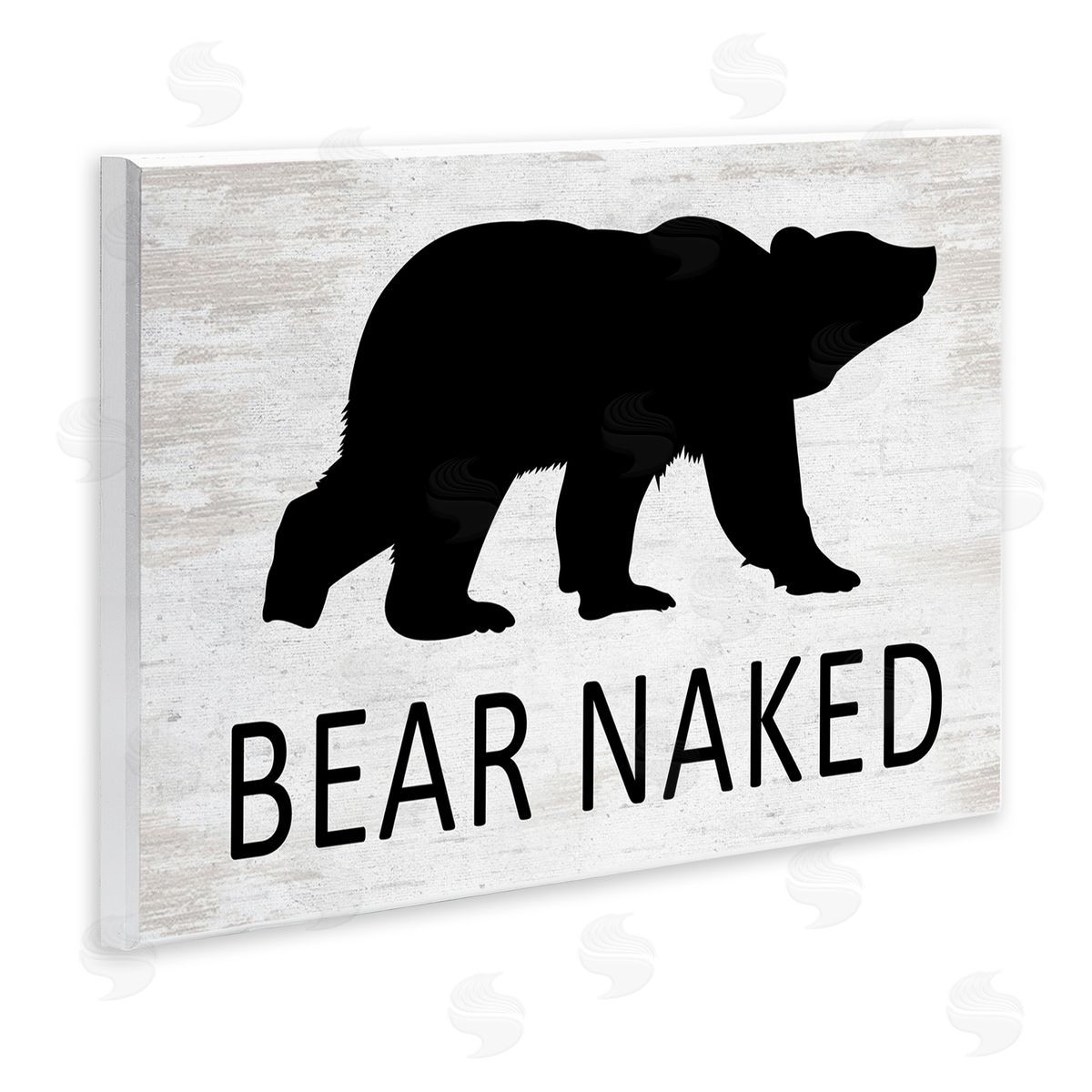 Lettered and Lined Bear Naked Humorous Cabin Typography Silhouette  Wall Plaque Art Print