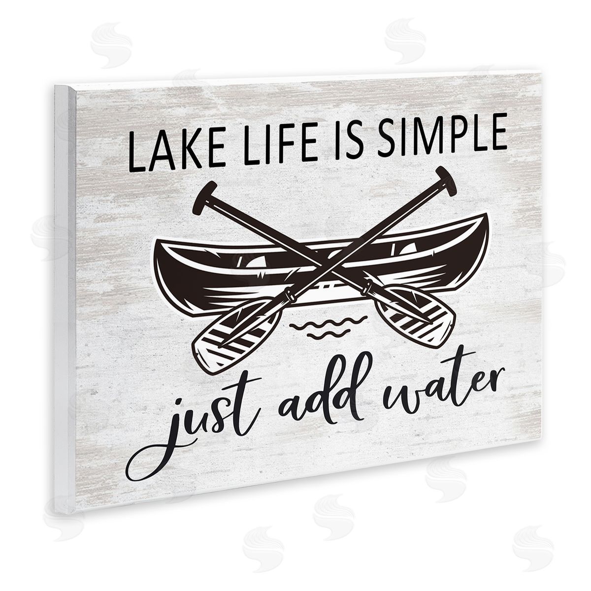 Lettered and Lined Lake Life Canoe Ores Rustic Cabin Typography  Wall Plaque Art Print