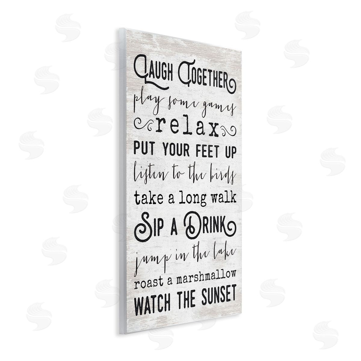 Lettered and Lined Lake Rules Relaxing List Rustic Weathered Pattern Wall Plaque Art Print