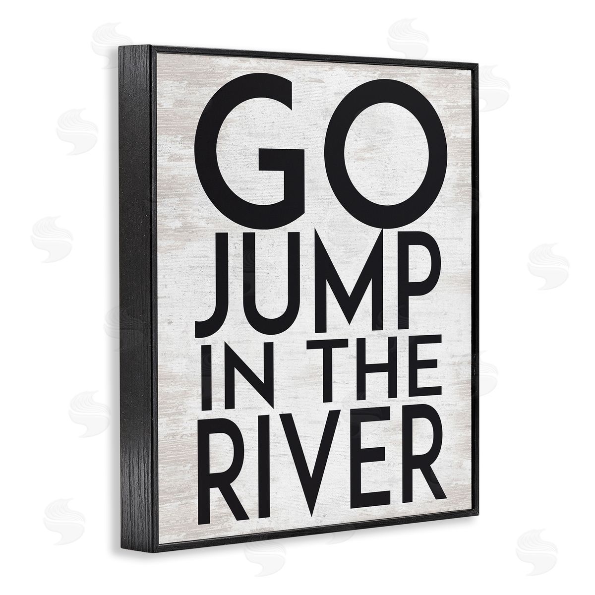Lettered and Lined Jump in the River Motivational Lake House Phrase Black Framed Giclee Wall Art Print