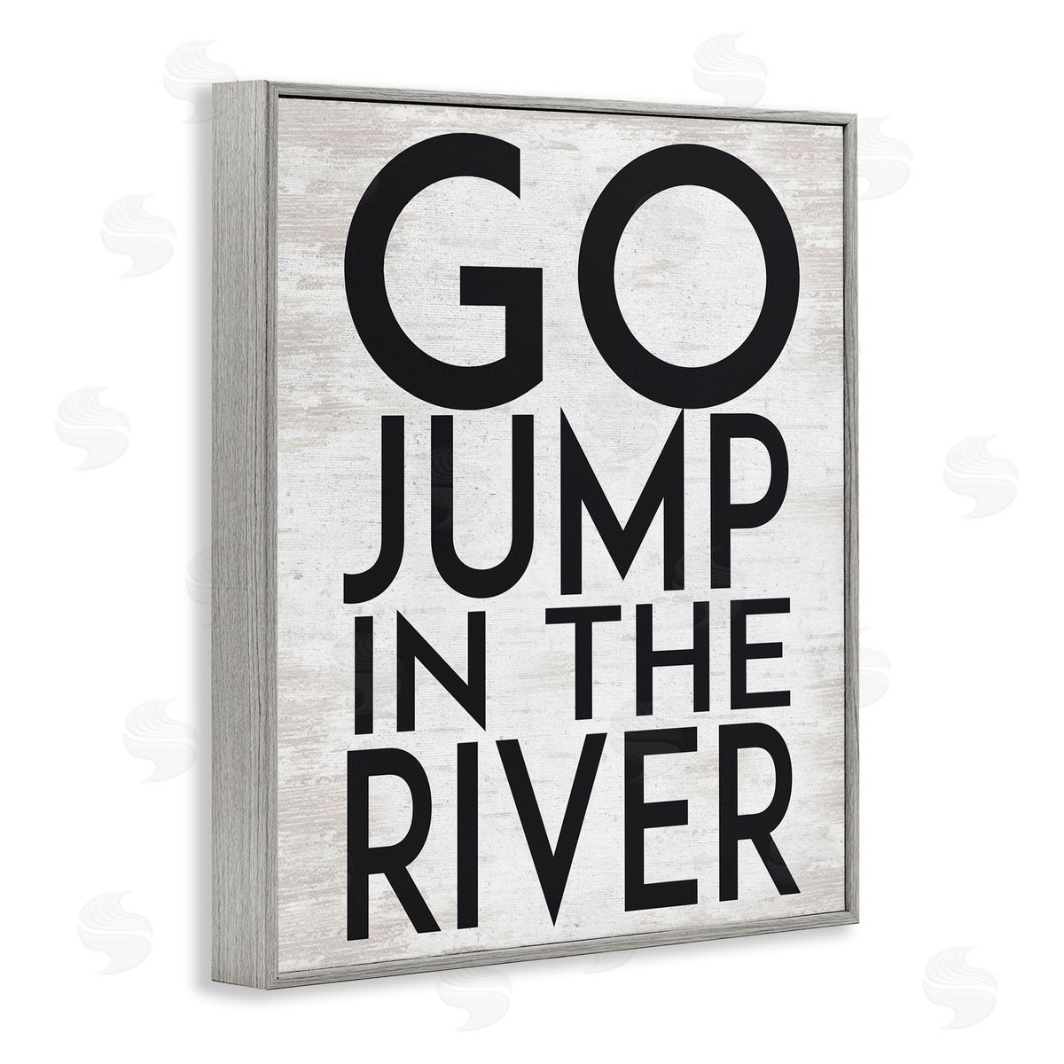 Lettered and Lined Jump in the River Motivational Lake House Phrase Gray Framed Giclee Wall Art Print