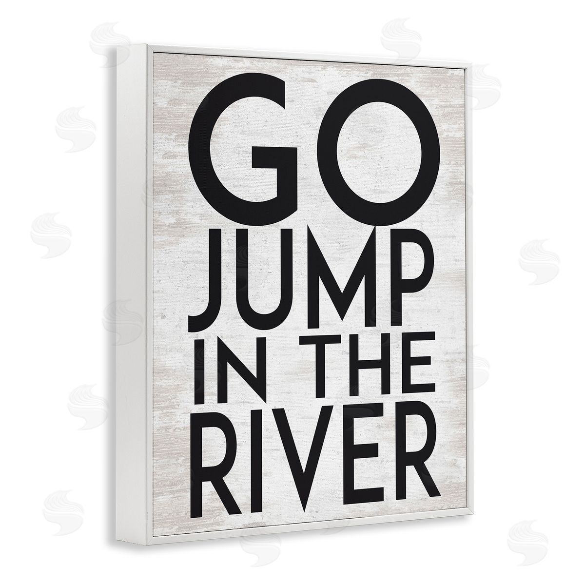 Lettered and Lined Jump in the River Motivational Lake House Phrase White Framed Giclee Wall Art Print