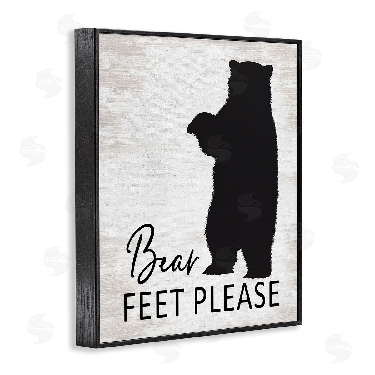 Lettered and Lined Bear Feet Remove Shoes Cabin Entrance Sign Black Framed Giclee Wall Art Print