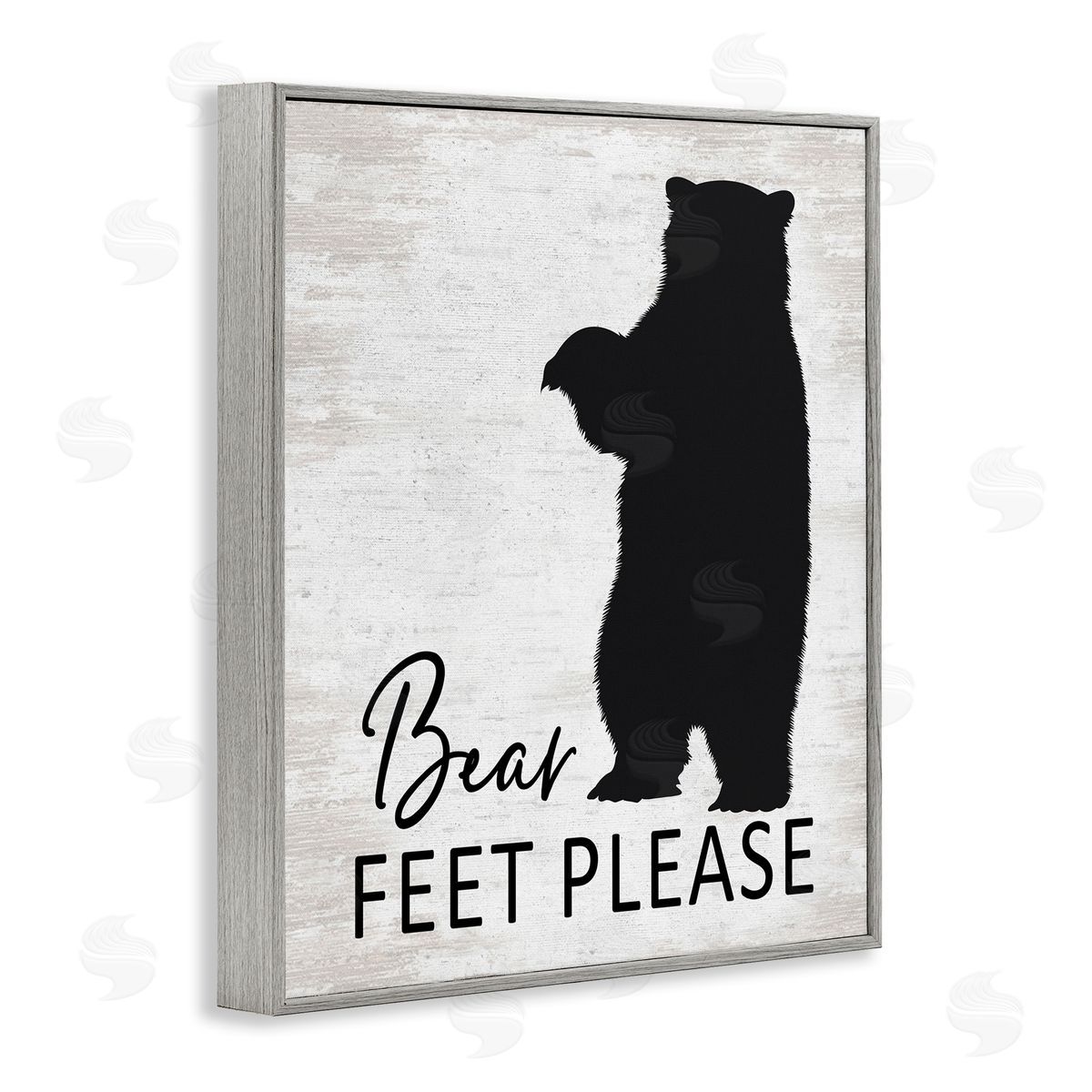 Lettered and Lined Bear Feet Remove Shoes Cabin Entrance Sign Gray Framed Giclee Wall Art Print