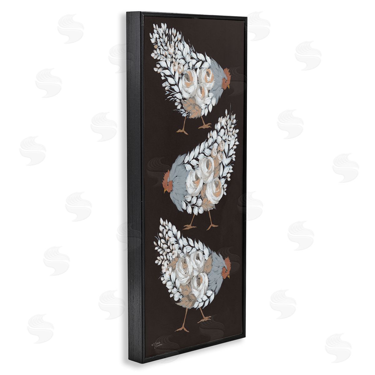 Abstract Floral Body Hens Black Frame Print Wall Art, Home Decor by Michele Norman