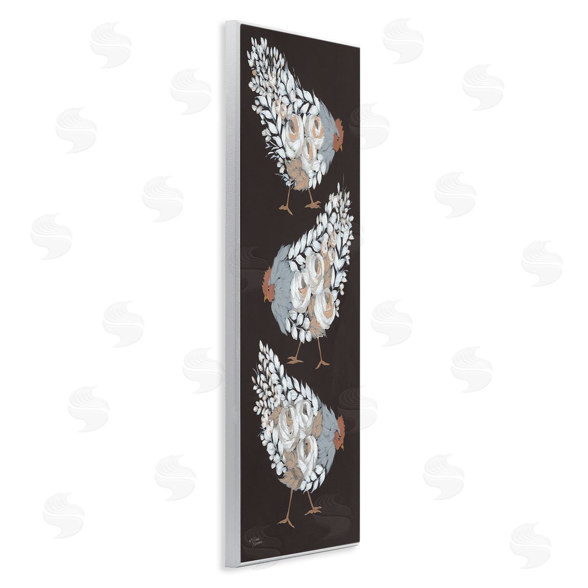 Abstract Floral Body Hens Wood Plaque Wall Art, Home Decor by Michele Norman