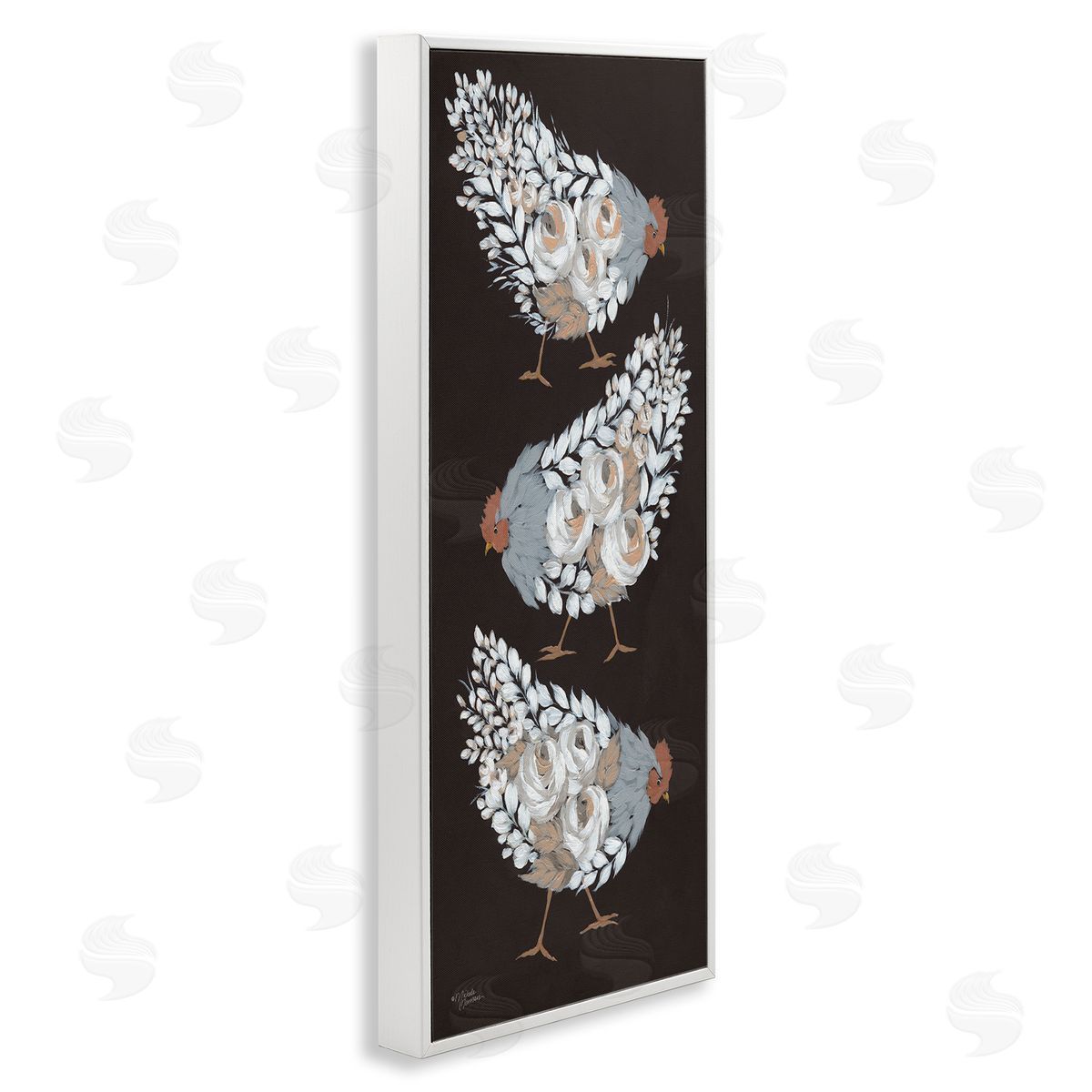 Abstract Floral Body Hens White Frame Print Wall Art, Home Decor by Michele Norman