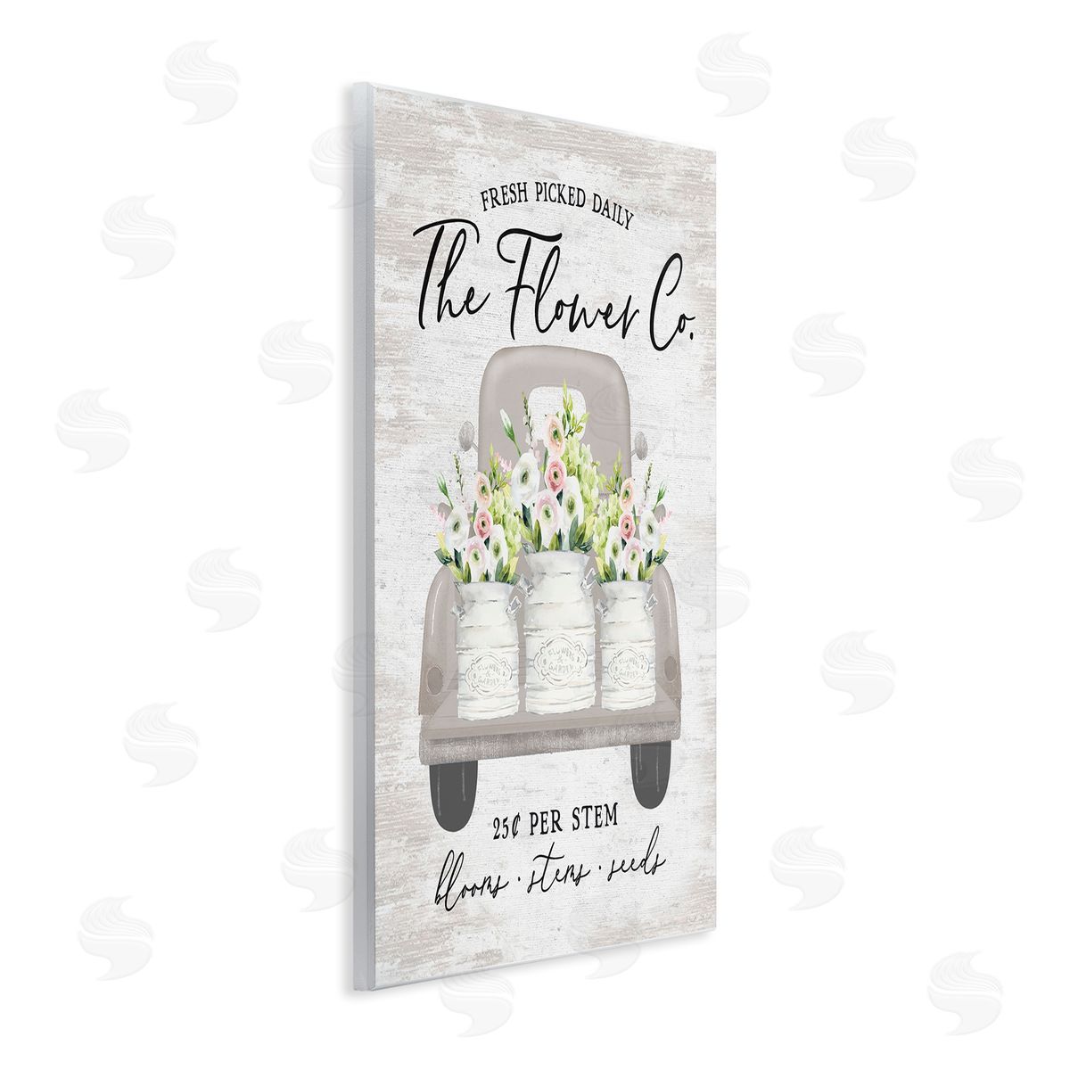 Lettered and Lined Antique Flower Sign Vintage Truck Bouquet Blossoms Wall Plaque Art Print