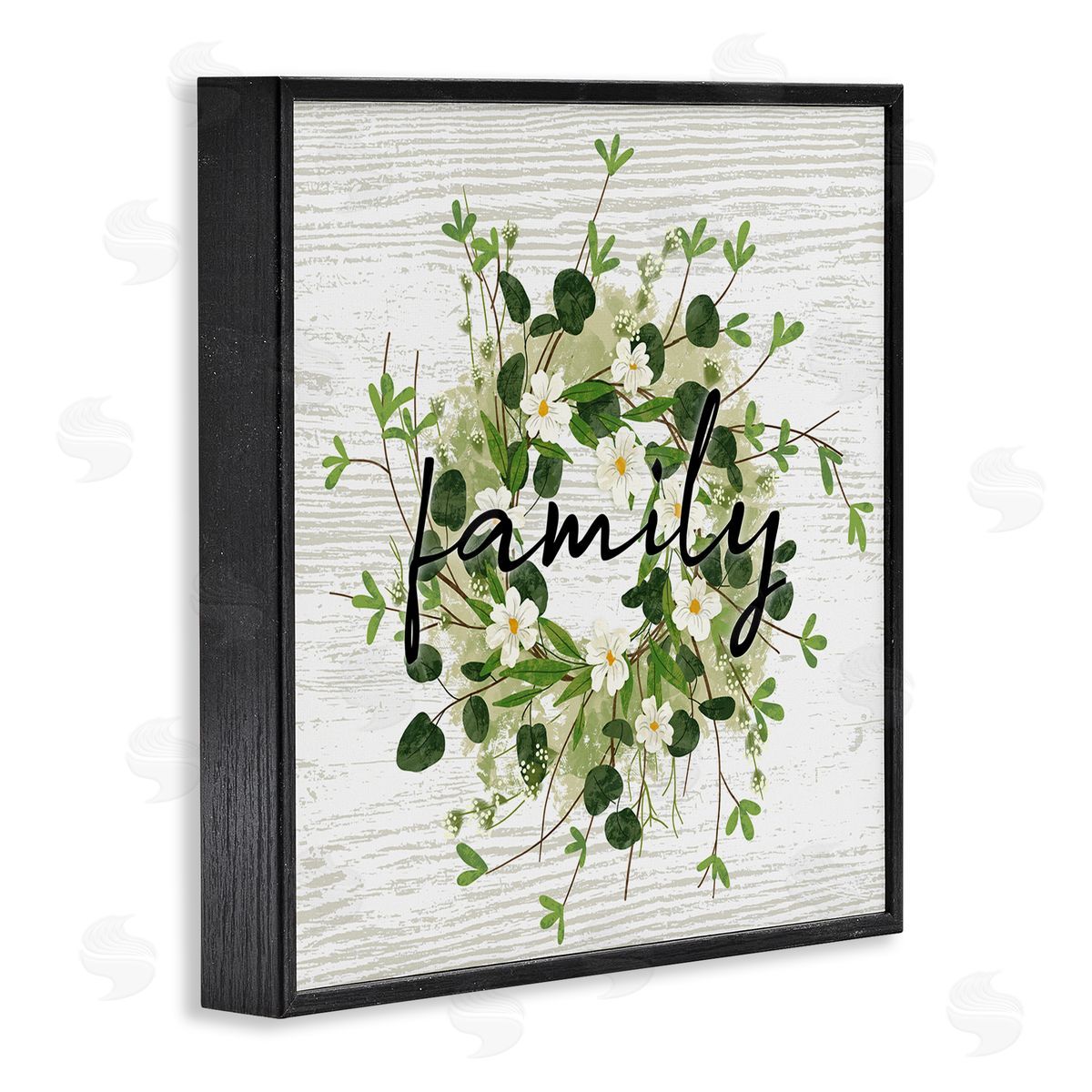 Ziwei Li Rustic Wreath Family Calligraphy Country Grain Pattern  Black Framed Glicee Wall Art Print