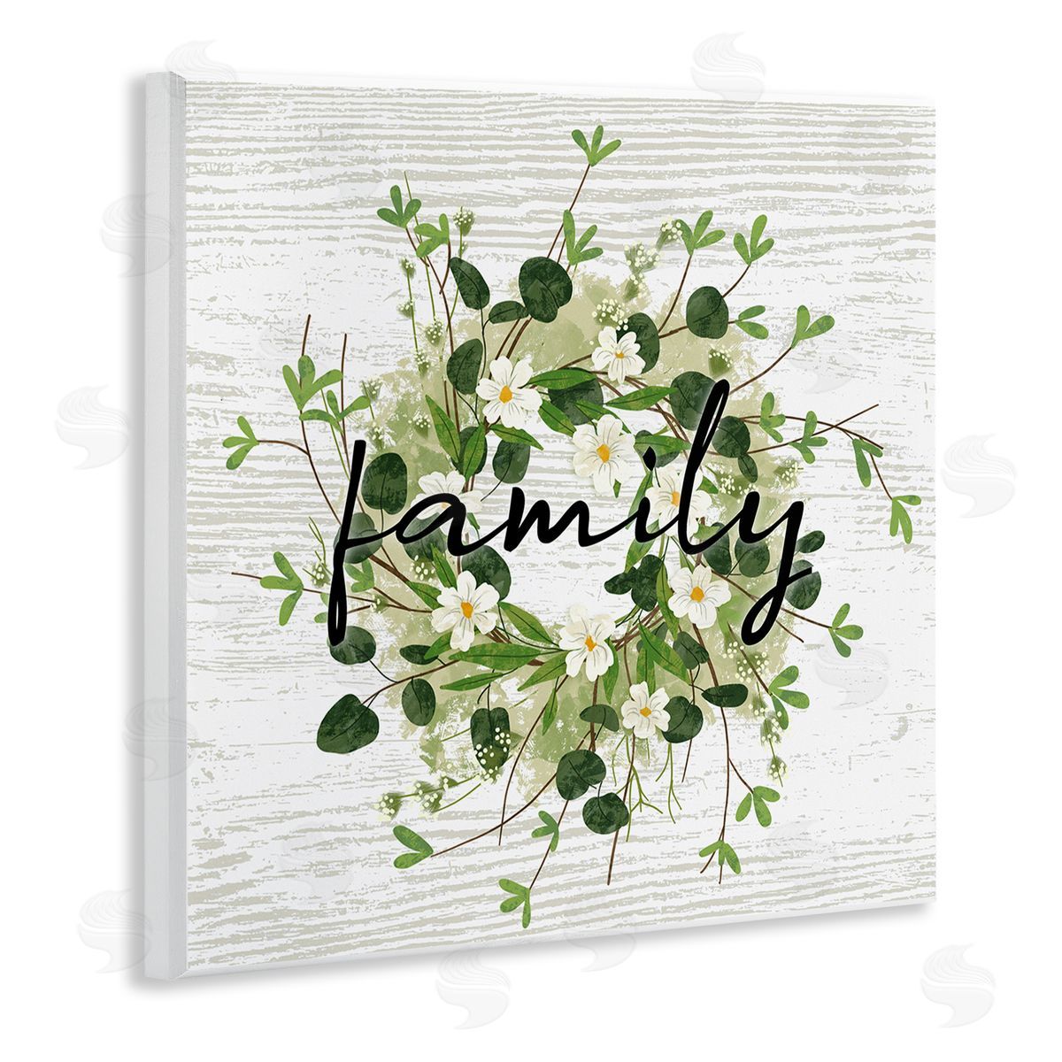 Ziwei Li Rustic Wreath Family Calligraphy Country Grain Pattern  Wooden Wall Plaque Art Print