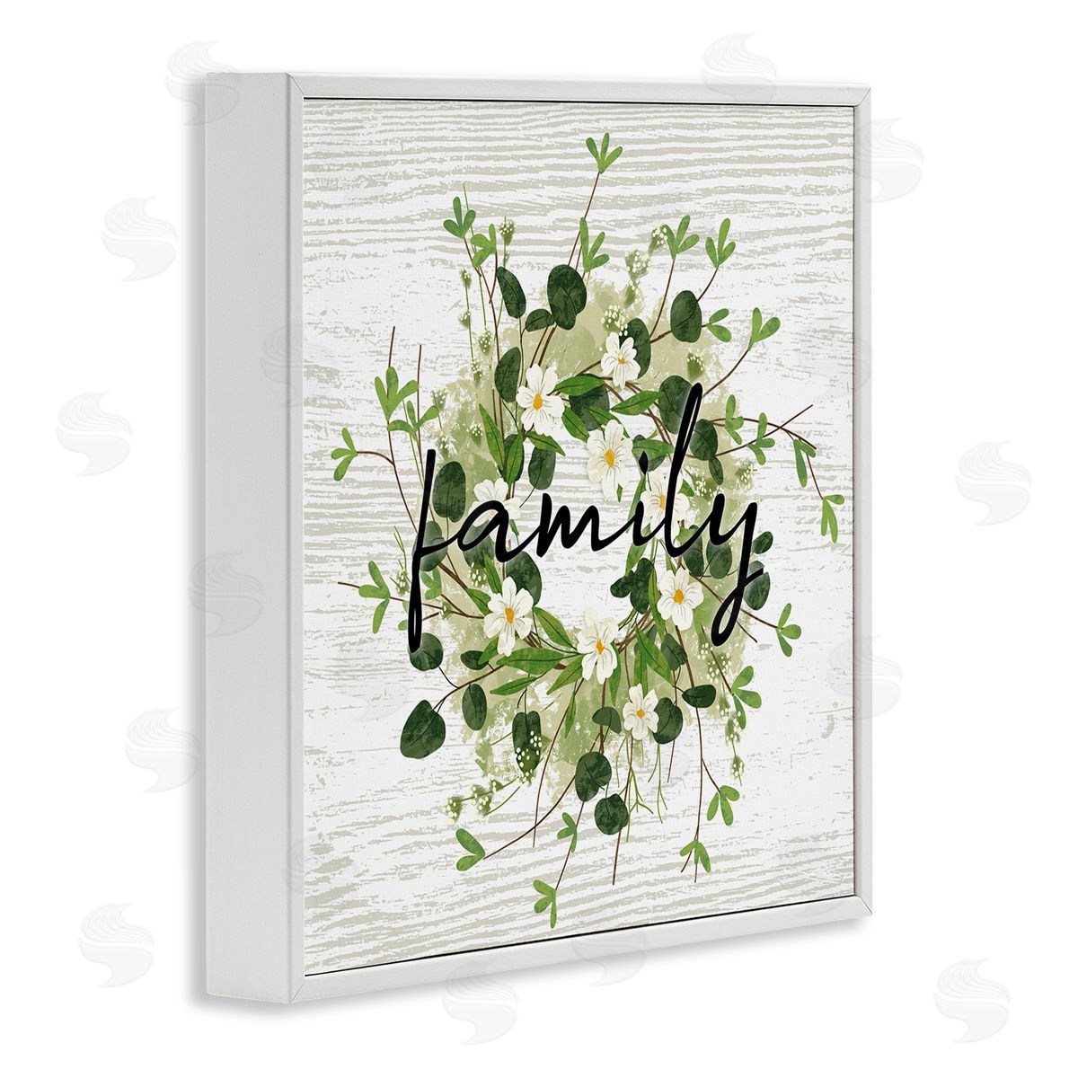 Ziwei Li Rustic Wreath Family Calligraphy Country Grain Pattern  White Framed Glicee Wall Art Print