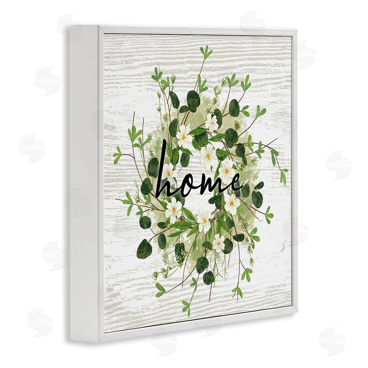 Ziwei Li Delicate Botanical Wreath Home Sign Rustic Farmhouse White Framed Glicee Wall Art Print