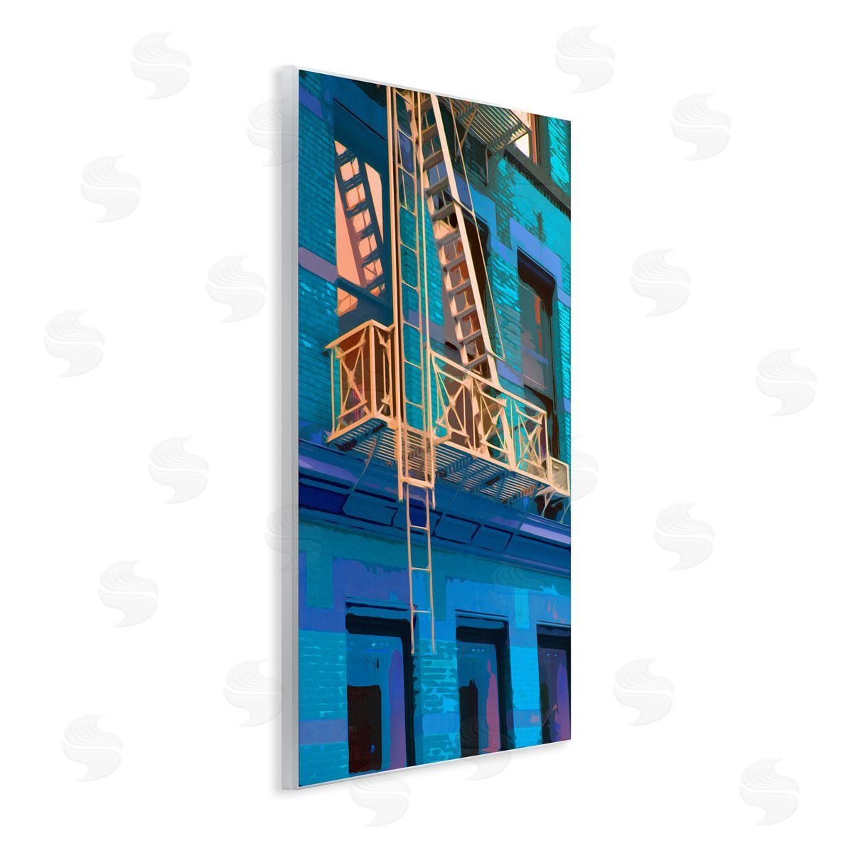 Noah Bay Urban City Architecture Building Blue Evening Lighting  Wall Plaque Art Print